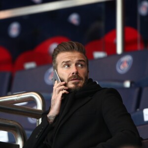 David Beckham - Match de l'équipe du Paris Saint Germain (PSG) contre l'équipe de Chelsea pour la 8e de finale aller de Ligue des champions au Parc des Princes à Paris, le 17 février 2015.