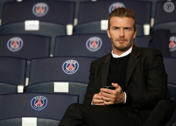 David Beckham - People assistent au match PSG-Barcelone de la Ligue des Champions 2014 au parc des princes à Paris le 30 septembre 2014.