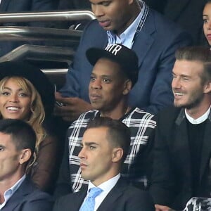 Beyonce, Jay-Z, David Beckham, Fabio Cannavaro - People assistent au match PSG-Barcelone de la Ligue des Champions 2014 au parc des princes à Paris le 30 septembre 2014.