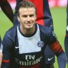David Beckham - Le PSG celebre son titre de champion de la ligue a l'issue de son match contre Brest au Parc des Princes a Paris le 18 mai 2013.