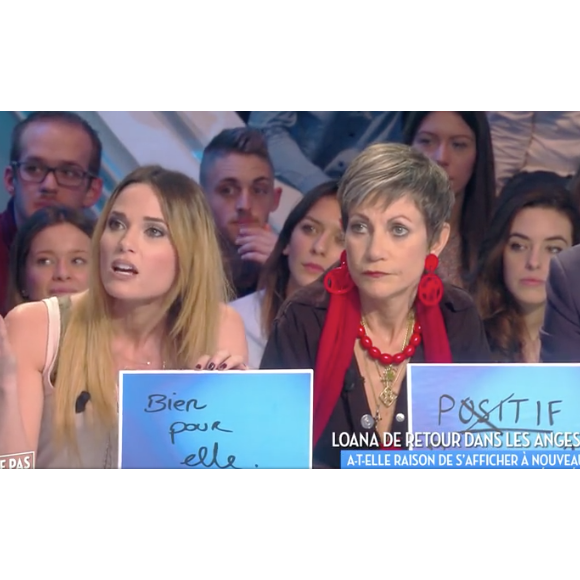 Capucine Anav et Isabelle Morini-Bosc dans "Touche pas à mon poste" (C8) le 23 janvier 2017 sur C8.