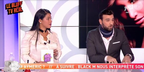 Ayem Nour et Aymeric Bonnery dans le "Mad Mag" de NRJ12, mardi 24 janvier 2017