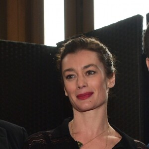 Stéphane Lissner (le directeur de l'Opéra de Paris), Benjamin Millepied (directeur de la danse à l'Opéra de Pari) et Aurélie Dupont (la nouvelle directrice de la danse à l'Opéra de Paris) lors de la conférence de presse à l'Opéra de Paris, le 4 février 2016.