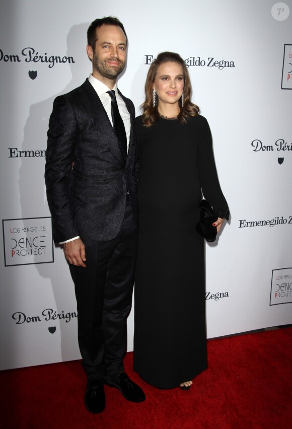 Benjamin Millepied et sa femme Natalie Portman enceinte à la soirée annuelle Dance Project au Ace Hotel DTLA à Los Angeles, le 10 décembre 2016.