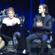 Céline Dion assiste à la cérémonie en hommage à son mari René Angélil, intitulée "Celebration of Life" avec son fils aîné René-Charles au Caesars Palace de Las Vegas le 3 février 2016.