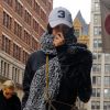 Bella Hadid, emmitouflée et dévastée par l'annonce de la relation de son ex compagnon Abel Tesfaye (The Weeknd) avec Selena Gomez à New York le 28 janvier 2017.