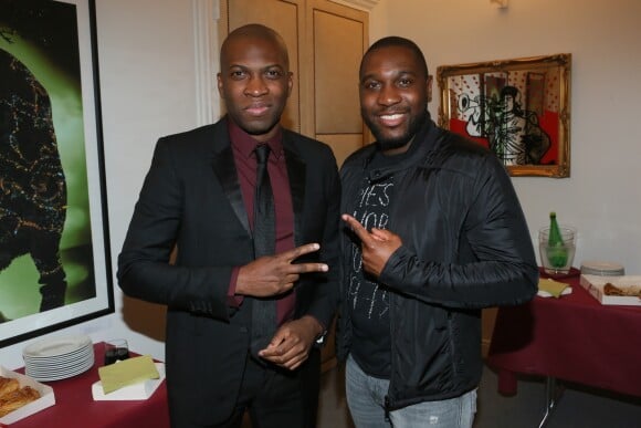 Exclusif - Le chanteur Yannick (Yannick M'Bolo) et son frère Florian à la Soirée "Galette des rois" de la fondation Claude Pompidou à l'occasion de la nouvelle année 2017 à la fondation Claude Pompidou à Paris, le 25 janvier 2017. C'est à leur siège parisien de la rue du Louvre que la fondation Claude Pompidou célébrait sa traditionnelle galette des rois. Autour de Alain Pompidou (fils du président Pompidou), de sa femme Nicole ainsi que du directeur général de la fondation M. Richard Hutin, accueillant les invités. © CVS / LMS / Bestimage