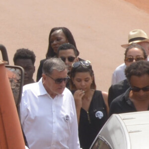 Exclusif - Jean-Claude Camus, Isabelle Camus et Yannick Noah - Obsèques de Zacharie Noah à Yaoundé au Cameroun le 17 janvier 2017.