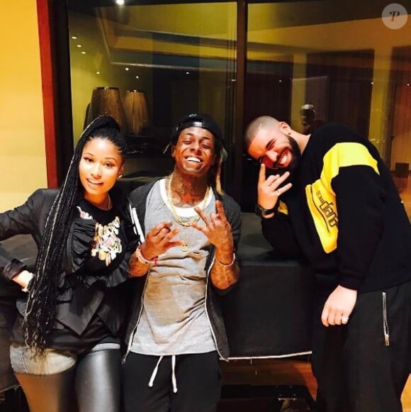 Nicki Minaj, Lil Wayne et Drake à Miami. Janvier 2017.