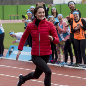 Le prince William, la duchesse Catherine de Cambridge et le prince Harry participaient le 5 février 2017 à une journée d'entraînement en vue du marathon de Londres au parc olympique Reine Elizabeth, une opération pour le compte de leur campagne en faveur de la santé mentale Heads Together.