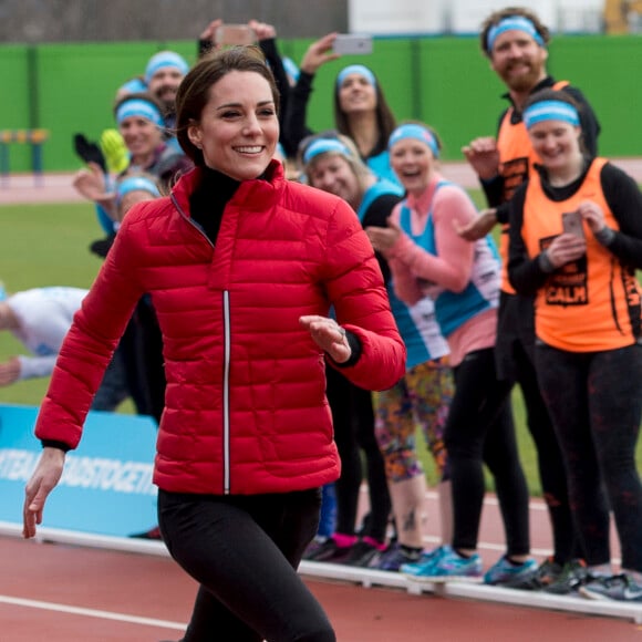 Le prince William, la duchesse Catherine de Cambridge et le prince Harry participaient le 5 février 2017 à une journée d'entraînement en vue du marathon de Londres au parc olympique Reine Elizabeth, une opération pour le compte de leur campagne en faveur de la santé mentale Heads Together.