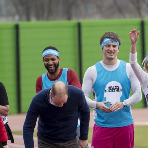 Le prince William, la duchesse Catherine de Cambridge et le prince Harry participaient le 5 février 2017 à une journée d'entraînement en vue du marathon de Londres au parc olympique Reine Elizabeth, une opération pour le compte de leur campagne en faveur de la santé mentale Heads Together.