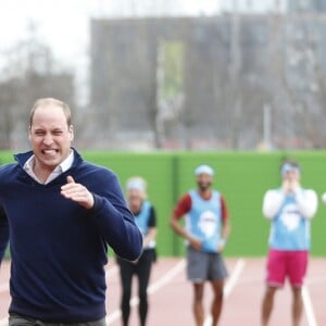 Le prince William, la duchesse Catherine de Cambridge et le prince Harry participaient le 5 février 2017 à une journée d'entraînement en vue du marathon de Londres au parc olympique Reine Elizabeth, une opération pour le compte de leur campagne en faveur de la santé mentale Heads Together.