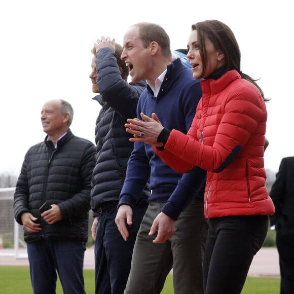 Le prince William, la duchesse Catherine de Cambridge et le prince Harry participaient le 5 février 2017 à une journée d'entraînement en vue du marathon de Londres au parc olympique Reine Elizabeth, une opération pour le compte de leur campagne en faveur de la santé mentale Heads Together.