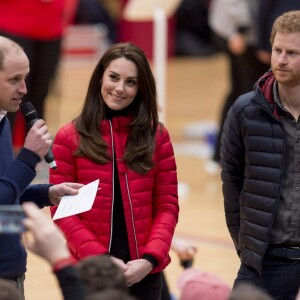 Le prince William, la duchesse Catherine de Cambridge et le prince Harry participaient le 5 février 2017 à une journée d'entraînement en vue du marathon de Londres au parc olympique Reine Elizabeth, une opération pour le compte de leur campagne en faveur de la santé mentale Heads Together.