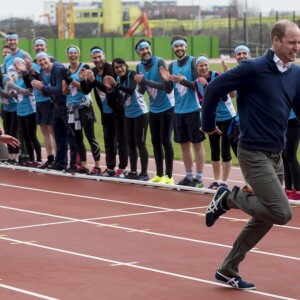 Le prince William, la duchesse Catherine de Cambridge et le prince Harry participaient le 5 février 2017 à une journée d'entraînement en vue du marathon de Londres au parc olympique Reine Elizabeth, une opération pour le compte de leur campagne en faveur de la santé mentale Heads Together.