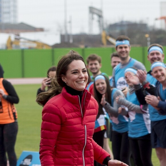 Le prince William, la duchesse Catherine de Cambridge et le prince Harry participaient le 5 février 2017 à une journée d'entraînement en vue du marathon de Londres au parc olympique Reine Elizabeth, une opération pour le compte de leur campagne en faveur de la santé mentale Heads Together.