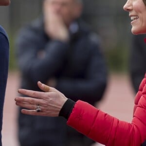 Le prince William, la duchesse Catherine de Cambridge et le prince Harry participaient le 5 février 2017 à une journée d'entraînement en vue du marathon de Londres au parc olympique Reine Elizabeth, une opération pour le compte de leur campagne en faveur de la santé mentale Heads Together.