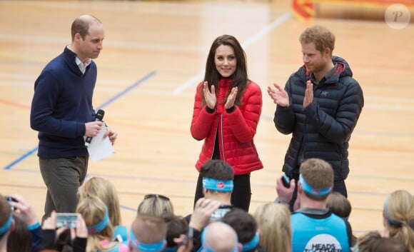 Le prince William, la duchesse Catherine de Cambridge et le prince Harry ont pris part le 5 février 2017 à une journée d'entraînement en vue du marathon de Londres au parc olympique Reine Elizabeth, une opération pour le compte de leur campagne en faveur de la santé mentale Heads Together.