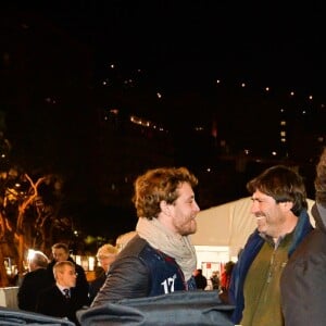 Semi-exclusif - Le prince Albert II de Monaco et Pierre Casiraghi au départ de la dernière étape du XXe Rallye Historique de Monte-Carlo à Monaco le 31 janvier 2017. © Michael Alesi/Bestimage