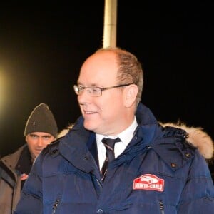 Semi-exclusif - Le prince Albert II de Monaco et Pierre Casiraghi au départ de la dernière étape du XXe Rallye Historique de Monte-Carlo à Monaco le 31 janvier 2017. © Michael Alesi/Bestimage