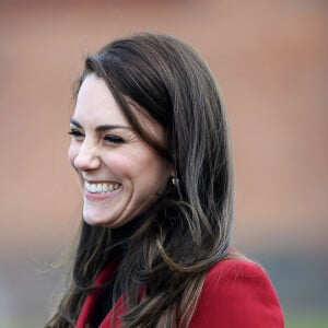 La duchesse Catherine de Cambridge lors de sa visite à la base RAF Wittering dans le Cambridgeshire en tant que marraine et commandante honoraire des cadets de l'Armée de l'Air, le 14 février 2017.