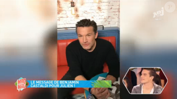 Benjamin Castaldi dans le Mad Mag, le 8 février 2017, pour la grande première de son fils Julien.