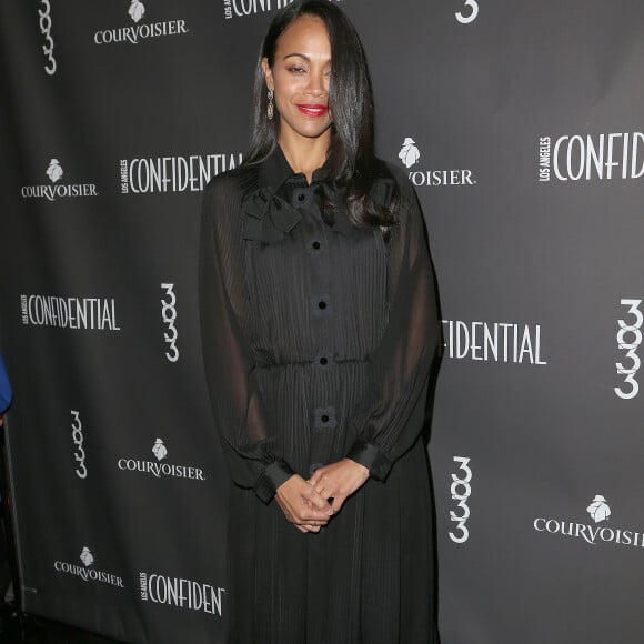 Zoe Saldana à la soirée Los Angeles Confidential celebrates winter issue à l'hôtel Beverly Wilshire à Los Angeles le 16 février 2017.