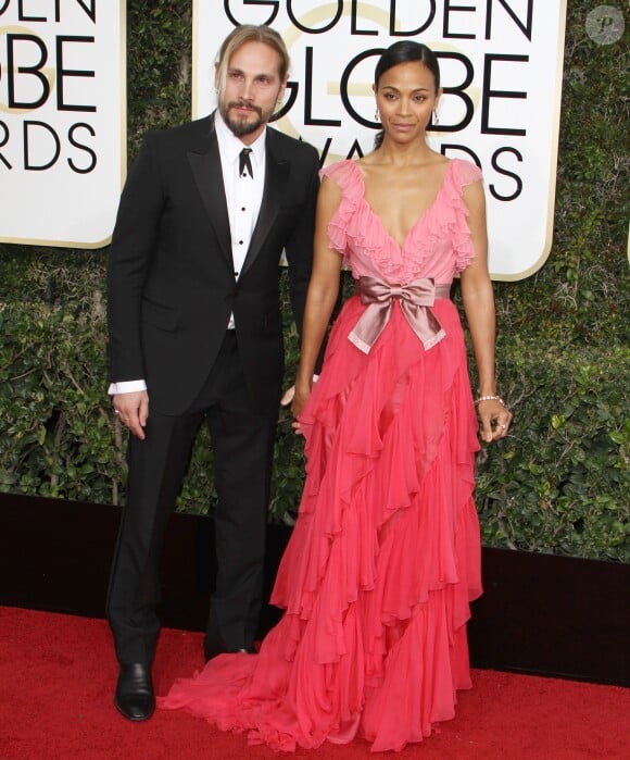 Marco Perego et sa femme Zoe Saldana - 74ème cérémonie annuelle des Golden Globe Awards à Beverly Hills. Le 8 janvier 2017