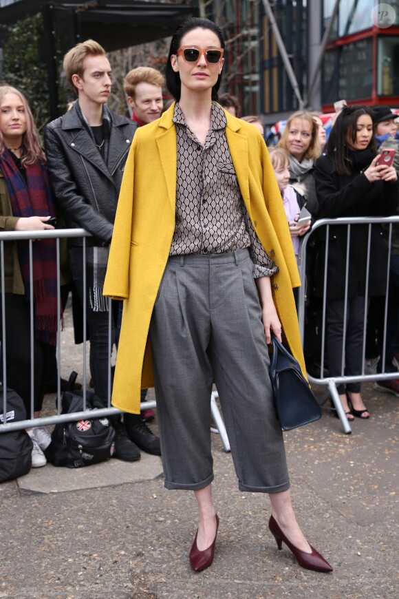 Erin O'Connor - Défilé de mode Topshop Unique lors de la Fashion Week de Londres, le 19 février 2017.