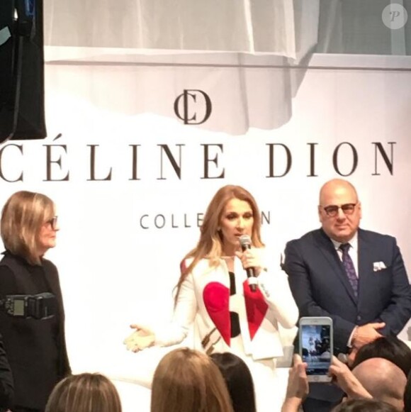Céline Dion a présenté sa collection de maroquinerie avec Bugatti, à Las Vegas, le 21 février 2017