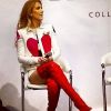 Law Roach, le nouveau styliste de Céline Dion, a partagé une photo de la chanteuse présentant sa collection pour Bugatti à Las Vegas le 21 février 2017.
