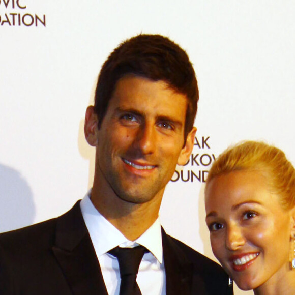 Novak Djokovic et sa compagne Jelena Ristic - Diner de gala de la fondation Novak Djokovic a New York le 10 septembre 2013.