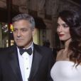 George et Amal Clooney lors de leur arrivée à la salle Pleyel le 24 février 2017