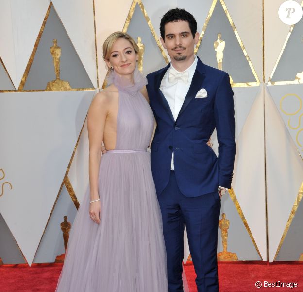 Damien Chazelle et sa compagne Olivia Hamilton lors de la cérémonie des Oscars le 26 février 2017 à Los Angeles