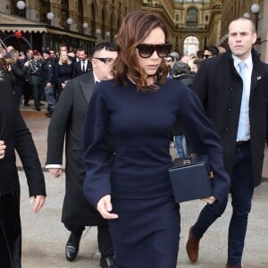 Victoria Beckham - Cérémonie religieuse à Milan en l'honneur de Franca Sozzani, rédactrice en chef de Vogue Italie décédée le 22 décembre 2016. Milan, le 27 février 2017.