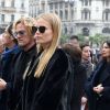 Peter Dundas et Natasha Poly - Cérémonie religieuse à Milan en l'honneur de Franca Sozzani, rédactrice en chef de Vogue Italie décédée le 22 décembre 2016. Milan, le 27 février 2017.