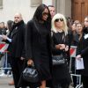 Naomi Campbell et Donatella Versace - Cérémonie religieuse à Milan en l'honneur de Franca Sozzani, rédactrice en chef de Vogue Italie décédée le 22 décembre 2016. Milan, le 27 février 2017.