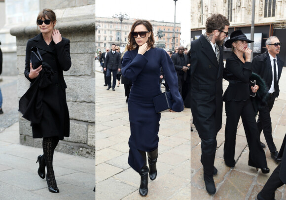 Carla Bruni, Victoria Beckham et Kate Moss à Milan, le 27 février 2016.