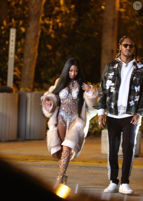 Nicki Minaj et Future sur le tournage d'un nouveau clip à Miami. Le 27 février 2017.