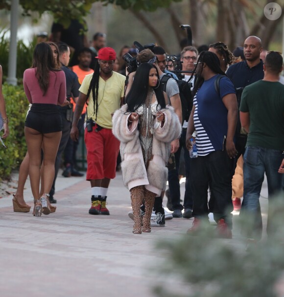 Nicki Minaj et Future sur le tournage d'un nouveau clip à Miami. Le 27 février 2017.