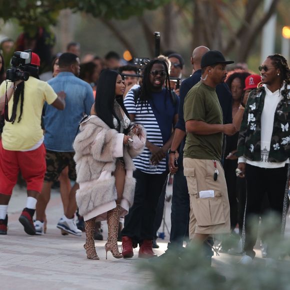 Nicki Minaj et Future sur le tournage d'un nouveau clip à Miami. Le 27 février 2017.