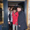 Gigi Hadid avec son compagnon Zayn Malik et sa soeur Bella Hadid quittent le restaurant Laperouse après la soirée Hilfiger à Paris le 28 février 2017.