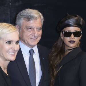 Maria Grazia Chiuri, Sidney Toledano et Rihanna au backstage du défilé de mode prêt-à-porter Automne-Hiver 2017-2018 "Christian Dior" à Paris le 3 mars 2017. © Olivier Borde / Bestimage