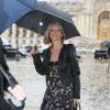 Exclusif - Sylvie Tellier arrive au défilé de mode prêt-à-porter automne-hiver 2017/2018 "Léonard" au Grand Palais à Paris. Le 6 mars 2017.