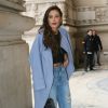 Exclusif - Malika Ménard arrive au défilé de mode prêt-à-porter automne-hiver 2017/2018 "Léonard" au Grand Palais à Paris. Le 6 mars 2017.