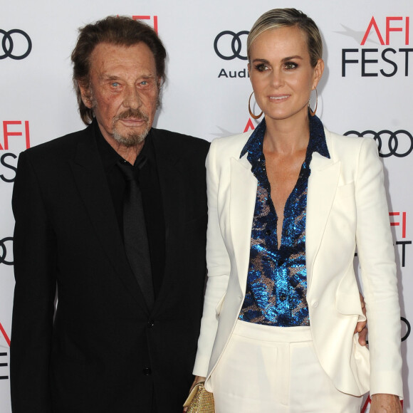 Johnny Hallyday et sa femme Laeticia Hallyday à la première de "Rules Don't Apply" à Los Angeles, le 10 novembre 2016.
