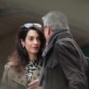 George Clooney et sa femme Amal (enceinte) quittent leur hôtel, L'Hôtel, à Paris pour se rendre à la gare du Nord. Le 26 février 2017.
