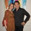 Semi-exclusif - Jean-Félix Lalanne et sa compagne Caroline Bonhomme ( enceinte) - Vernissage de l'exposition de Caroline Faindt aux jardin d'Artois à Paris le 23 février 2017. © Veeren/Bestimage