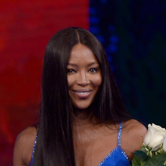 Naomi Campbell sur le plateau de l'émission "Che Tempo Che Fa" à Milan, le 12 mars 2017.